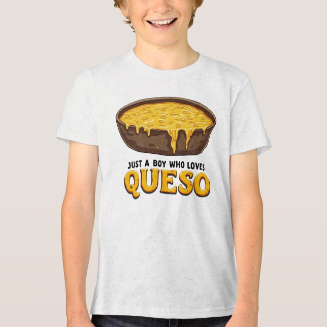 Camiseta Um Comida Engraçado, um garoto que ama Queso (Frente)