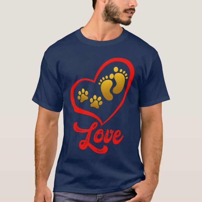 Camiseta Um Coração para Cães Cães Cão Amor Cão Proprietári (Frente)