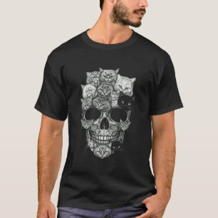 Camiseta Um Crânio Mas São Gatos Esqueleto de Gatinho do Ga