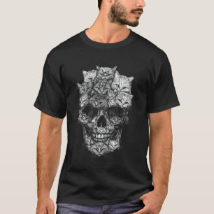 Camiseta Um Crânio Mas São Gatos Esqueleto de Gatinho Hallo