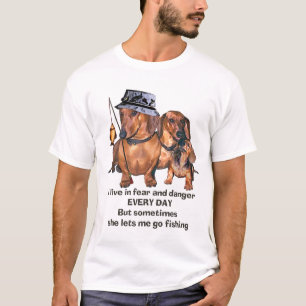 Camiseta Um Dachshund da pesca