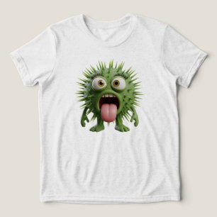Camiseta Um desenho animado caprichoso de uma criatura verd
