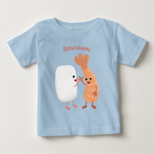 Camiseta Um desenho animado de amigos de camarão de arroz d