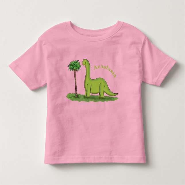 Camiseta Um desenho animado de brontosaurus dinossauros, ve (Frente)