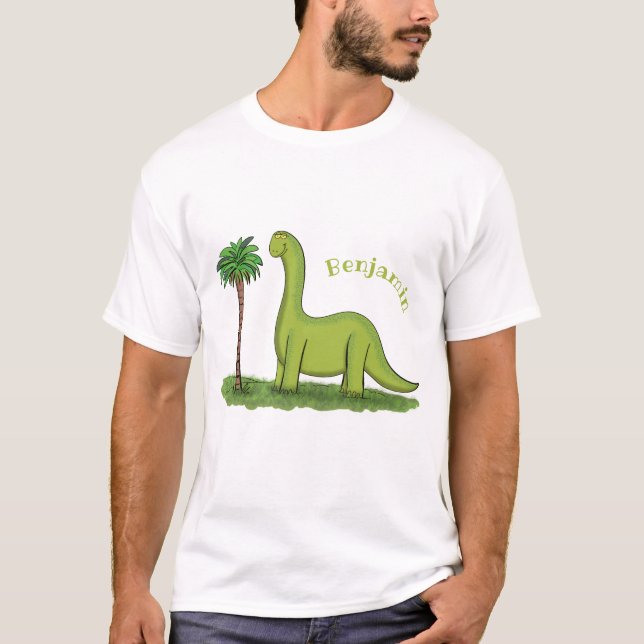 Camiseta Um desenho animado de brontosaurus dinossauros, ve (Frente)