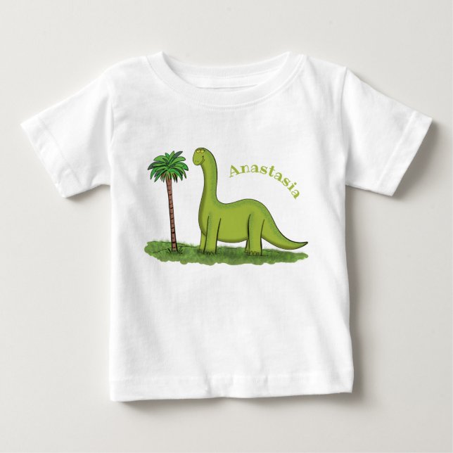 Camiseta Um desenho animado de brontosaurus dinossauros, ve (Frente)