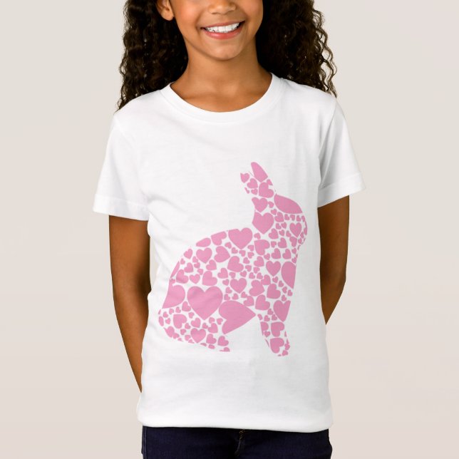 Camiseta Um desenho animado de coelhinho de Páscoa rosa (Frente)