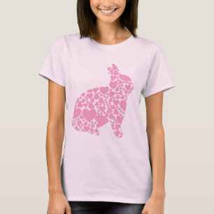 Camiseta Um desenho animado de coelhinho de Páscoa rosa