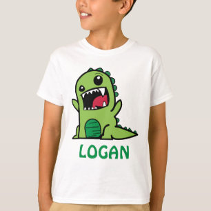 Camiseta Um desenho animado de dinossauros com nome