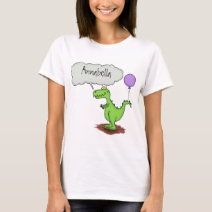 Camiseta Um desenho animado de dragão engraçado verde par