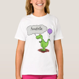 Camiseta Um desenho animado de dragão engraçado verde par