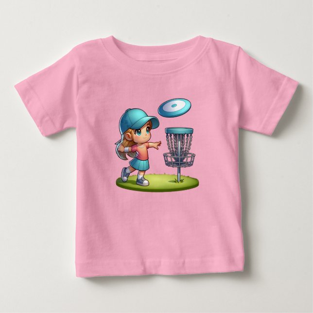 Camiseta Um desenho animado de golfe para garotinha (Frente)