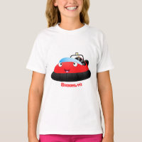 Um desenho animado de hovercraft, vermelho e bonit