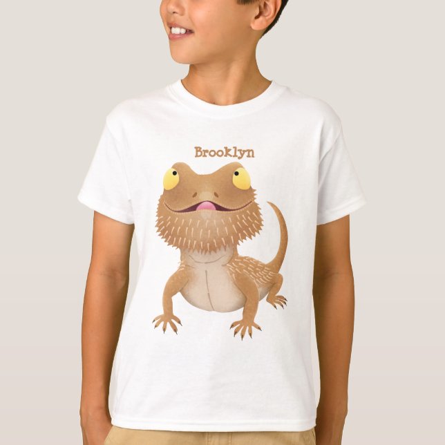 Camiseta Um desenho animado de lagarto de dragão barbudo (Frente)