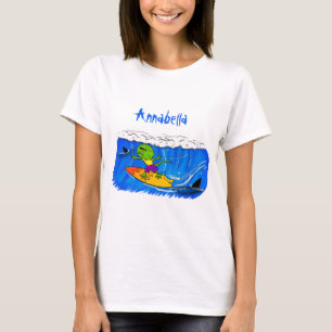 Camiseta Um desenho animado de lagarto-do-pescoço