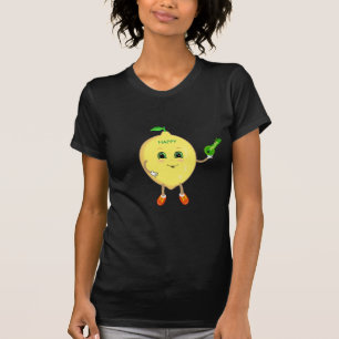 Camiseta Um desenho animado de limão feliz e bonito com cha