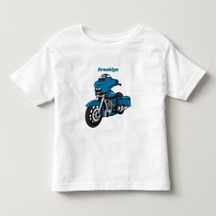Camiseta Um desenho animado de moto azul e bonito