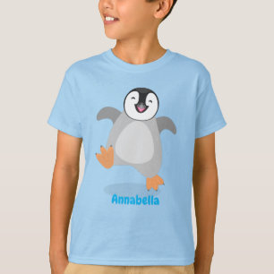 Camiseta Um desenho animado de pintinho de pinguim feliz e