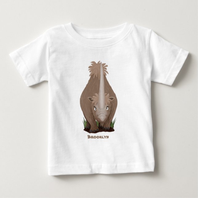 Camiseta Um desenho animado de Rinoceronte elasmotherium (Frente)