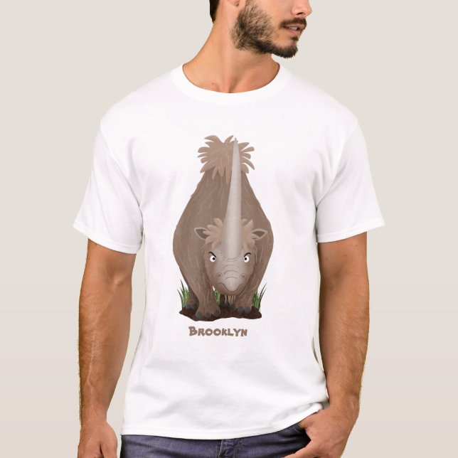 Camiseta Um desenho animado de Rinoceronte elasmotherium (Frente)