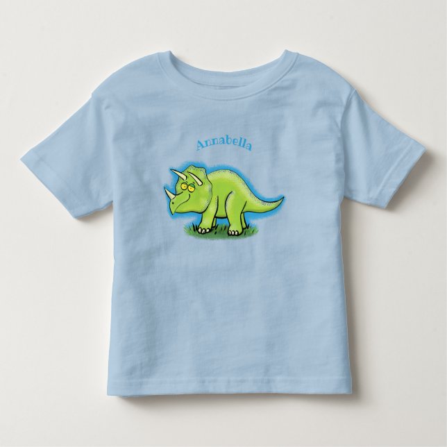 Camiseta Um desenho animado de triceratops dinossauros, ver (Frente)