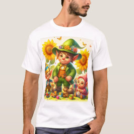 Camiseta um desenho animado de um menino e de uma garota co