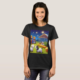 Camiseta um desenho animado de uma cena de natividade com