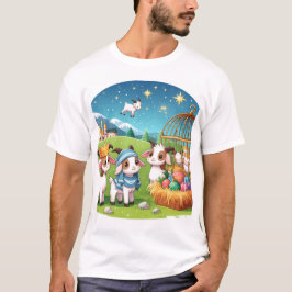 Camiseta um desenho animado de uma cena de natividade com u