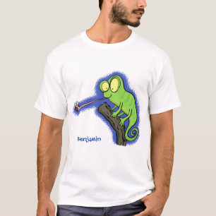Camiseta Um desenho animado verde-feliz chameleon lagarto