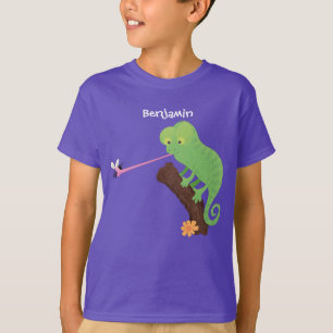 Camiseta Um desenho animado verde-feliz chameleon lagarto