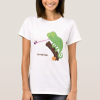 Um desenho animado verde-feliz chameleon lagarto