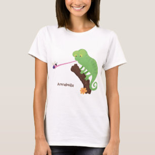 Camiseta Um desenho animado verde-feliz chameleon lagarto