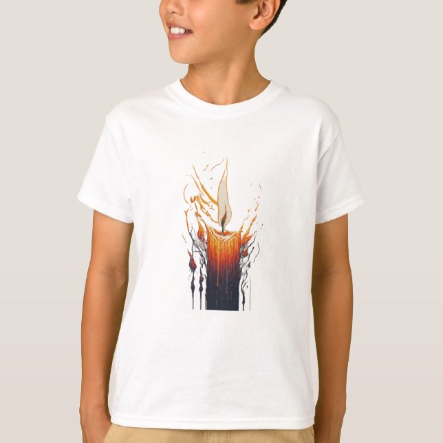 Camiseta Um desenho simples, mas evocativo, de uma chama de (Frente)