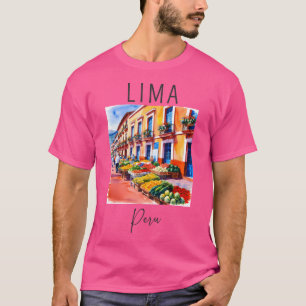 Camiseta Um Design de Aquarela de Lima - Peru