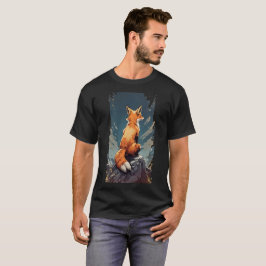 Camiseta Um design de raposa sentada, vista traseira