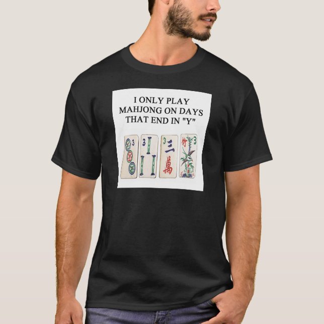 Camiseta um design engraçado do mahjong (Frente)