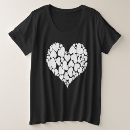 Camiseta Um Design Romântico de Coração Monocromático Branc