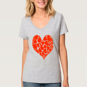 Camiseta Um Design Romântico de Coração Monocromático Verme