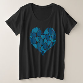 Camiseta Um Design Romântico de Coração Pastel Azul