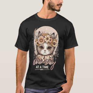 Camiseta Um Dia de Cada Vez Gato Fofo Animal Mental Positiv