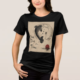 Camiseta Um Dia de Cada Vez Yin Yang Peixe Koi Estética 