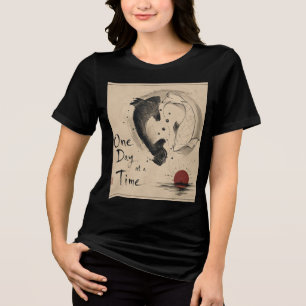 Camiseta Um Dia de Cada Vez Yin Yang Peixe Koi Estética