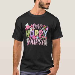 Camiseta Um Dia de Páscoa Alegre Enfermeira Coelho Primaver