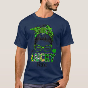 Camiseta Um Dia de São Patrício Sortudo Para Messy Bun Sham