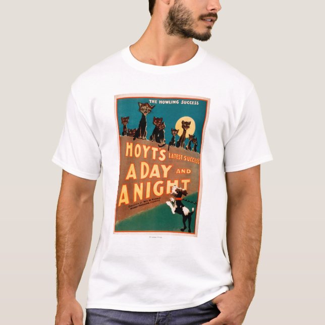 Camiseta "Um dia e gatos e cães de uma noite" musicais (Frente)