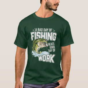 Camiseta Um dia ruim de pesca vence um bom dia de trabalho