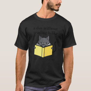 Camiseta Um dia sem ler é como   minhoca de livro Gato Acon