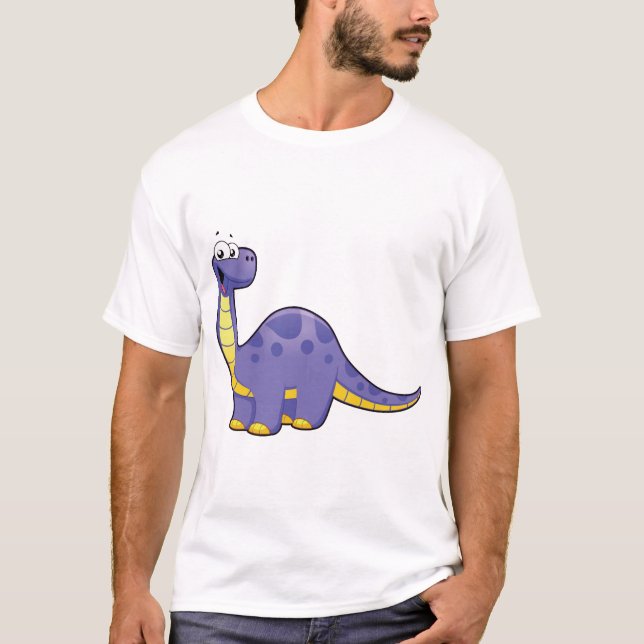 Camiseta Um dinossauro roxo bonito (Frente)