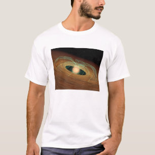 Camiseta Um disco empoeirado que forma planeta em órbita