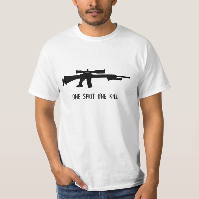 Camiseta Um disparou em um matar (Frente)